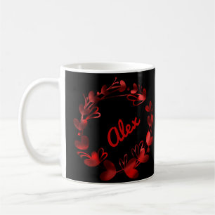 Mug mignon coeur rouge couple valentine nom customisé