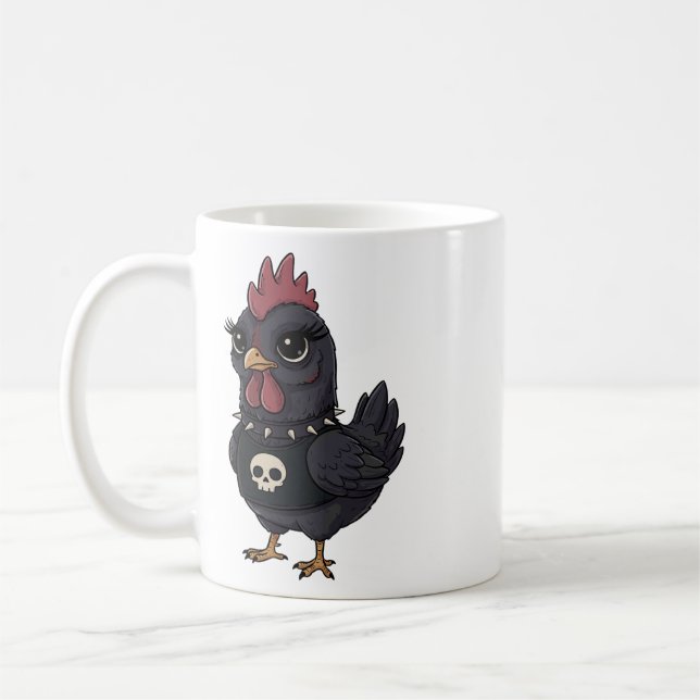 Mug Mignon crâne de poulet goth emo punk rock de ferme (Gauche)