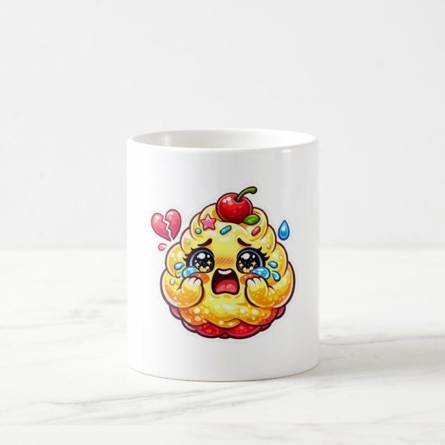 Mug Mignon Cupcake Kawaii Triste qui Pleure avec un Au (Centre)