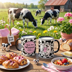 Mug Mignon design de vache kawaii “Bom Dia Muuuuu”