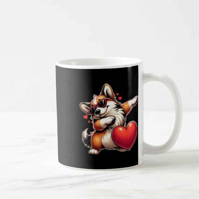 Mug Mignon Drôle Cool Chien Corgi Dabbing Coeur Saint- (Droite)
