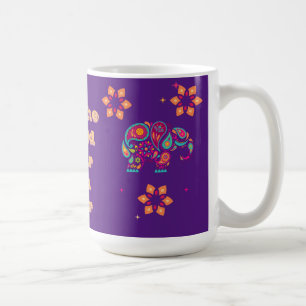 Mug mignon éléphant coloré citation violet et design o