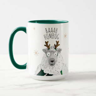 Mug Mignon et drôle de mouton renne 'Baaah Humbug' Pun
