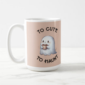 Mug Mignon fantôme Kawaii tenant un café Aquarelle