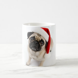 Mug Mignon Faon de Pug avec Chapeau de Père Noël et Ye