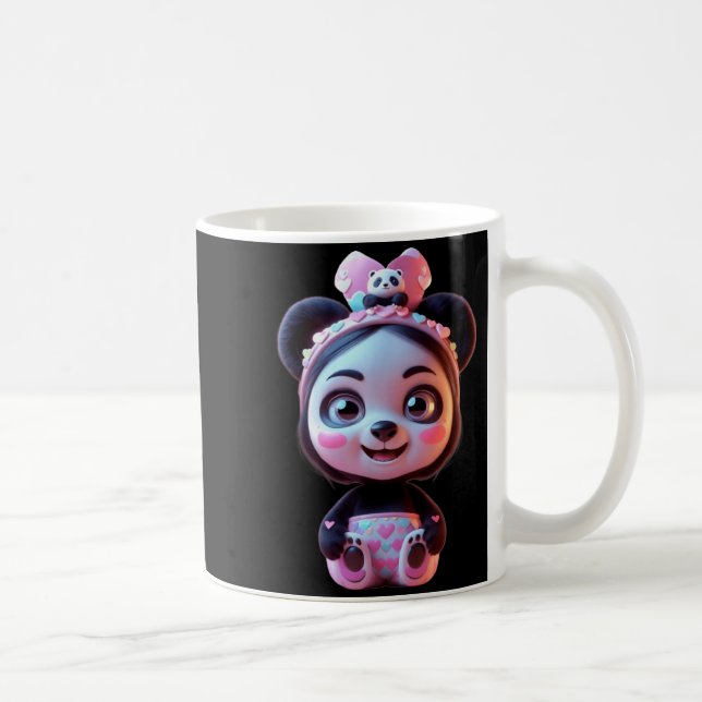 Mug Mignon fille panda rose drôle unisexe pour hommes (Droite)