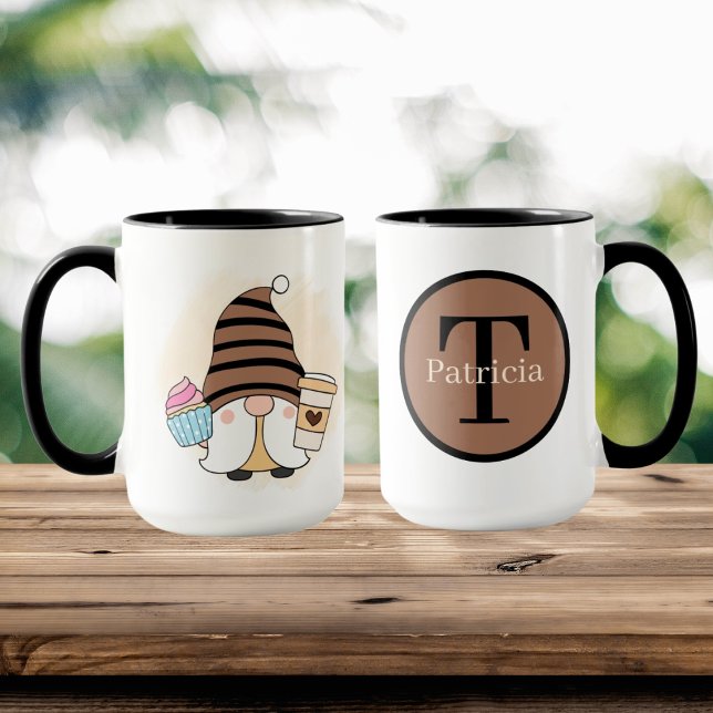 Mug mignon gnome de café ajouter monogramme (Créateur téléchargé)