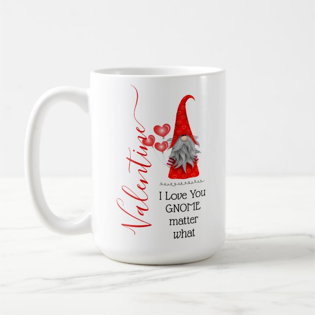 Mug Mignon Je T'Aime Gnome Qu'importe la Saint-Valenti (Gauche)