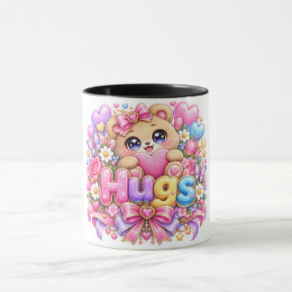 Mug Mignon Kawaii Câlins Ours en Peluche Pastel Rose F