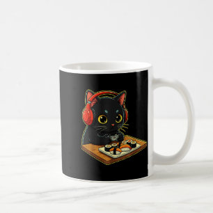 Mug Mignon Kawaii Chat Noir Funny Sushi Rétro Japonais