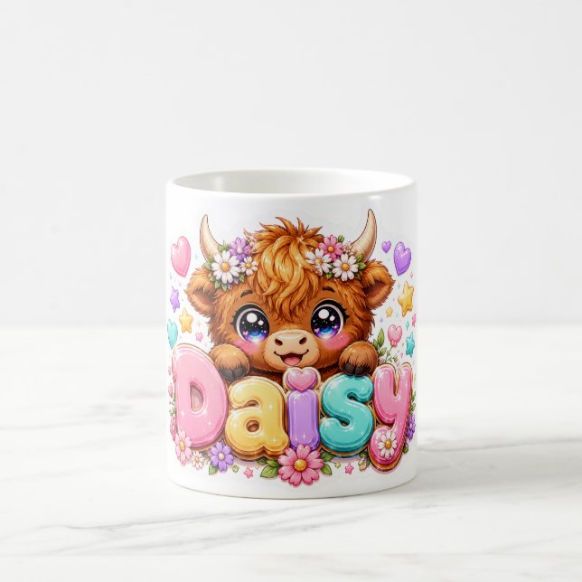 Mug Mignon Kawaii Daisy Highland Cow Nom Rose Pastel F (Centre)