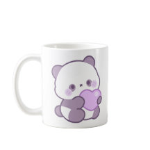 Mignon Kawaii Pastel Panda Violet Cœur