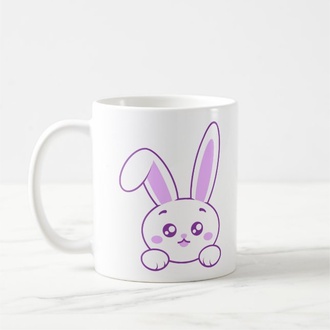 Mug Mignon Kawaii Pastel Violet Lapin Mignon (Gauche)