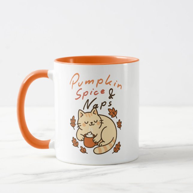Mug Mignon Kit Douillet de Chat et Café d'Automne  (Gauche)