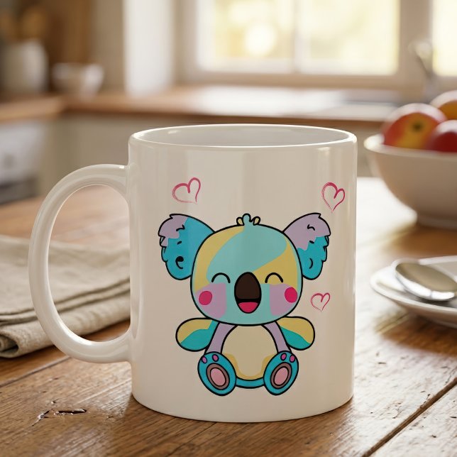 Mug Mignon koala bébé Kawaii souriant avec des cœurs d (Cute smiling Kawaii Baby Koala with Love Hearts. Coffee Mug)