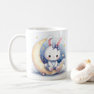 Mug mignon lapin assis sur la lune
