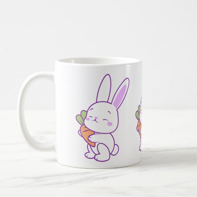 Mug Mignon Lapin Violet Pastel Carotte (Gauche)