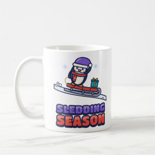 Mug Mignon manchot sur un traîneau rouge Noël d'hiver