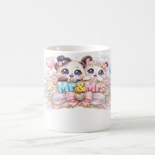 Mug Mignon Monsieur et Madame Panda Couple Pastel Rose
