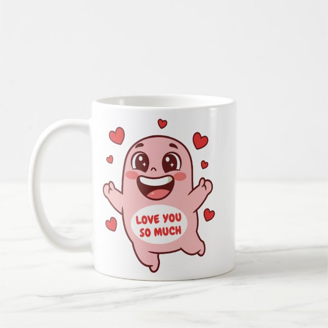 Mug Mignon Monstre Rose T'aime Tellement Art (Gauche)
