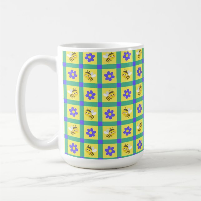 Mug Mignon motif d'abeille et de fleur de dessin animé (Gauche)