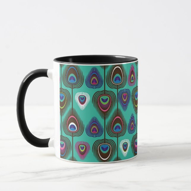 Mug mignon motif en plumes de paon (Gauche)