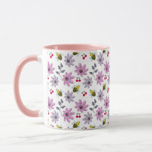 Mug Mignon motif floral d'abeille esthétique Cottageco