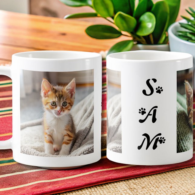 Mug mignon nom de la photo du chat moderne (Créateur téléchargé)