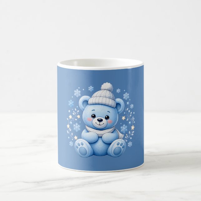 Mug Mignon ours en peluche bleu d'hiver (Centre)
