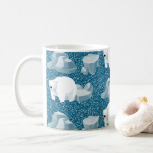 Mug Mignon Ours Polaire Blanc Animal Sauvage Nord Bleu