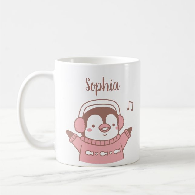 Mug Mignon Pingouin en Pull, Petit-enfant Personnalisé (Gauche)