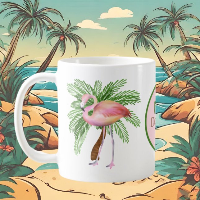 Mug mignon plage rose flamingo ajouter nom (Créateur téléchargé)