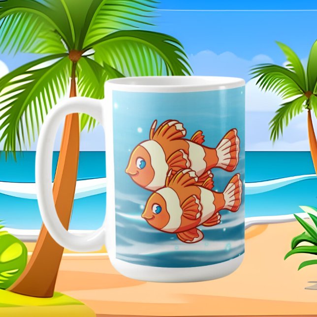 Mug mignon poisson ajouter texte dame folle (Créateur téléchargé)