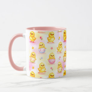 Mug Mignon poussin aquarelle motif de Pâques rose