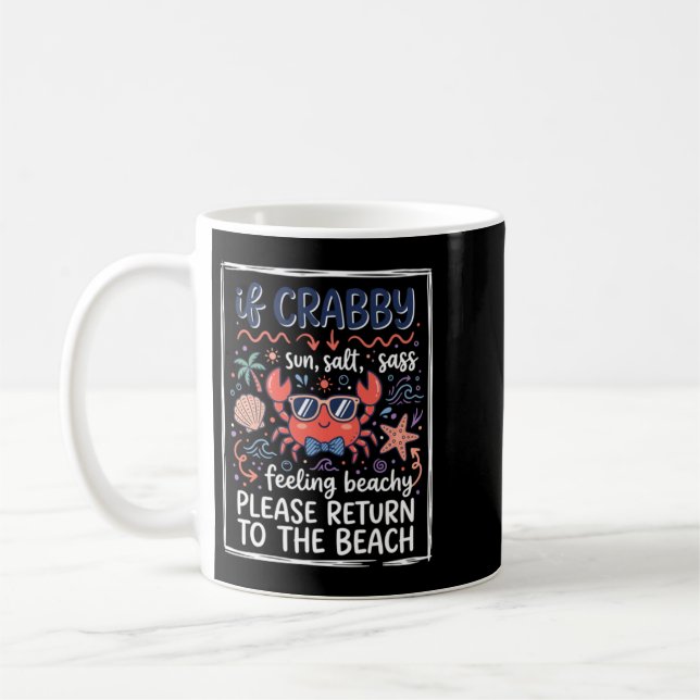 Mug Mignon si crabe de plage grincheux avec lunettes d (Gauche)