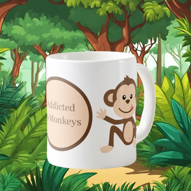 Mug mignon singe accro ajouter du texte (Créateur téléchargé)