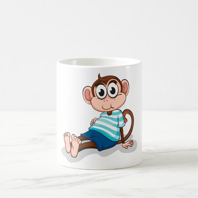 Mug Mignon singe en chemise rayée bleue et short (Créateur téléchargé)