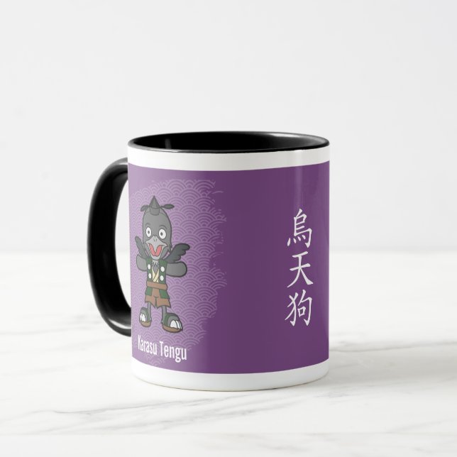 Mug Mignon Tengu Corbeau Yokai - Folklore Japonais (Devant gauche)
