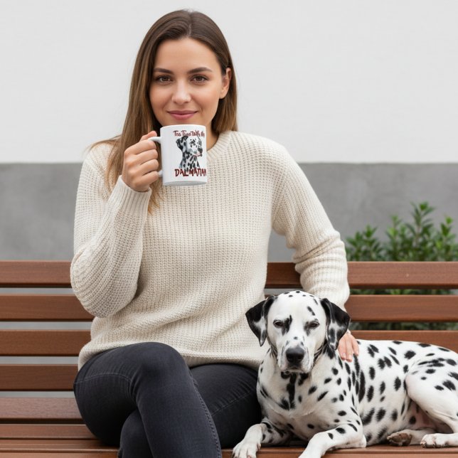 Mug Mignon thé noir sur blanc avec mon dalmatien (Créateur téléchargé)