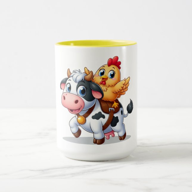 Mug mignon vache/poulet caricature (Centre)