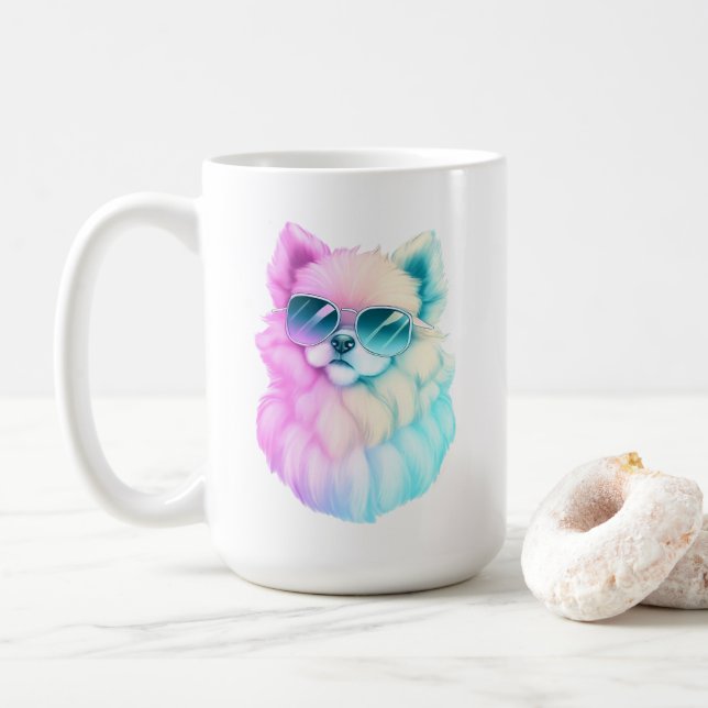 Mug ​ mignonette chien moelleux ​ en lunettes de solei (Avec donut)