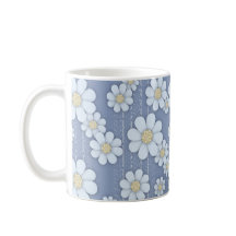 Mignonettes blanches sur marguerite bleue