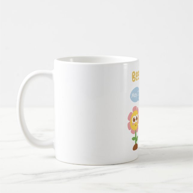 Mug Mignonne abeille et fleur Abeille polie Pun drôle (Gauche)