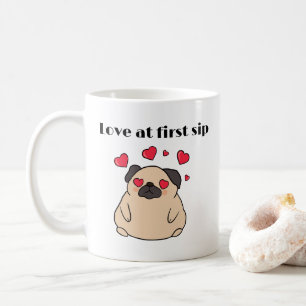 Mug Mignonne Amour Chien Carlin Au Premier Sip