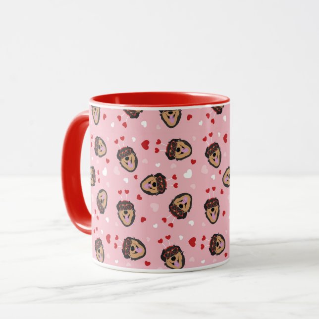 Mug Mignonne amour chien rose rouge (Devant gauche)