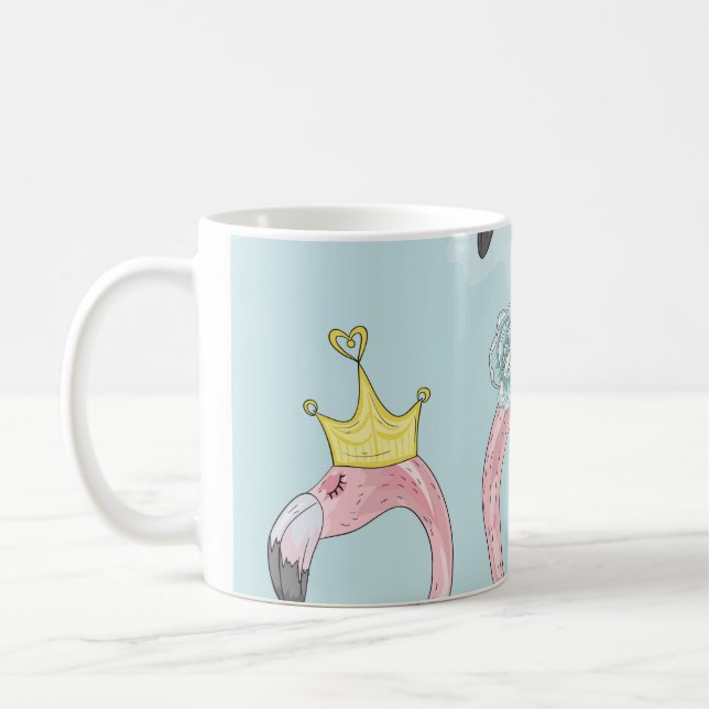 Mug Mignonne arrière - plan aux flamants roses. Arrièr (Gauche)