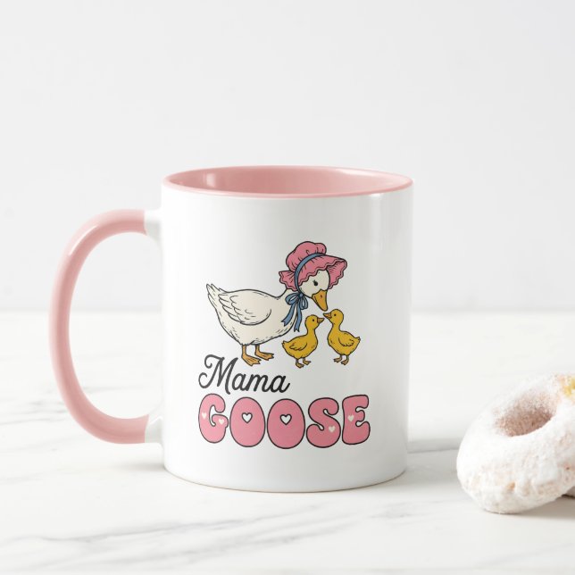 Mug Mignonne art de mots d'oie maman  (Avec donut)