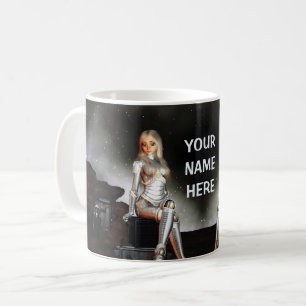 Mug Mignonne astronaute féminine. Heureux