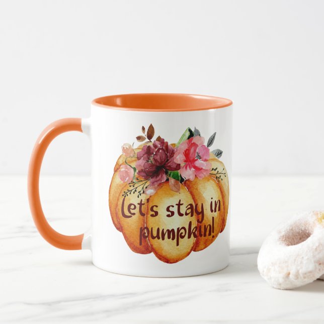 Mug Mignonne automne Orange Restons en Citrouille ! (Avec donut)