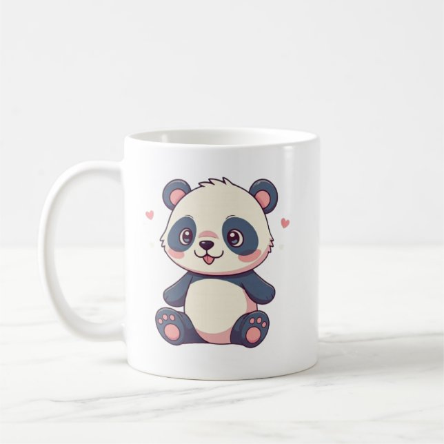 Mug mignonne bande dessinée style kawaii panda design  (Gauche)
